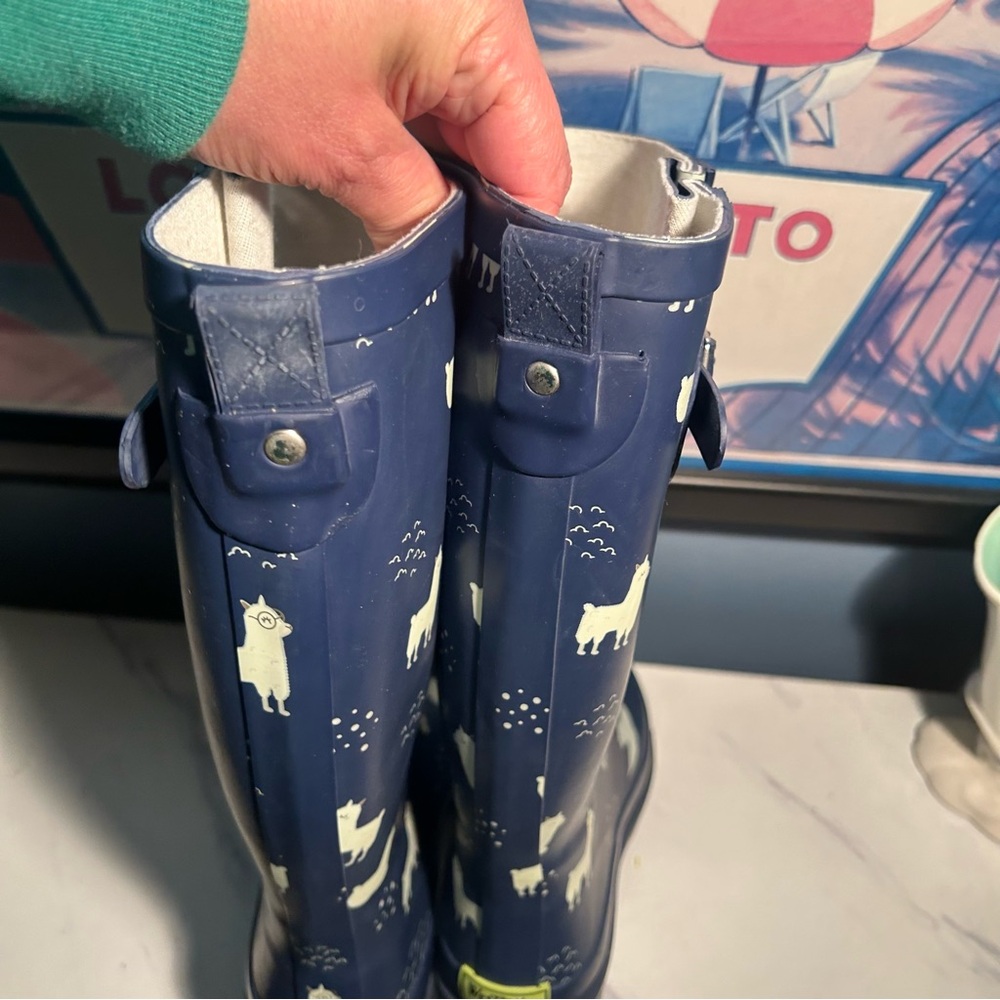 Western Chief No Probllama Blue Lama Mid-Calf Rain Boots - Picture 9 of 14